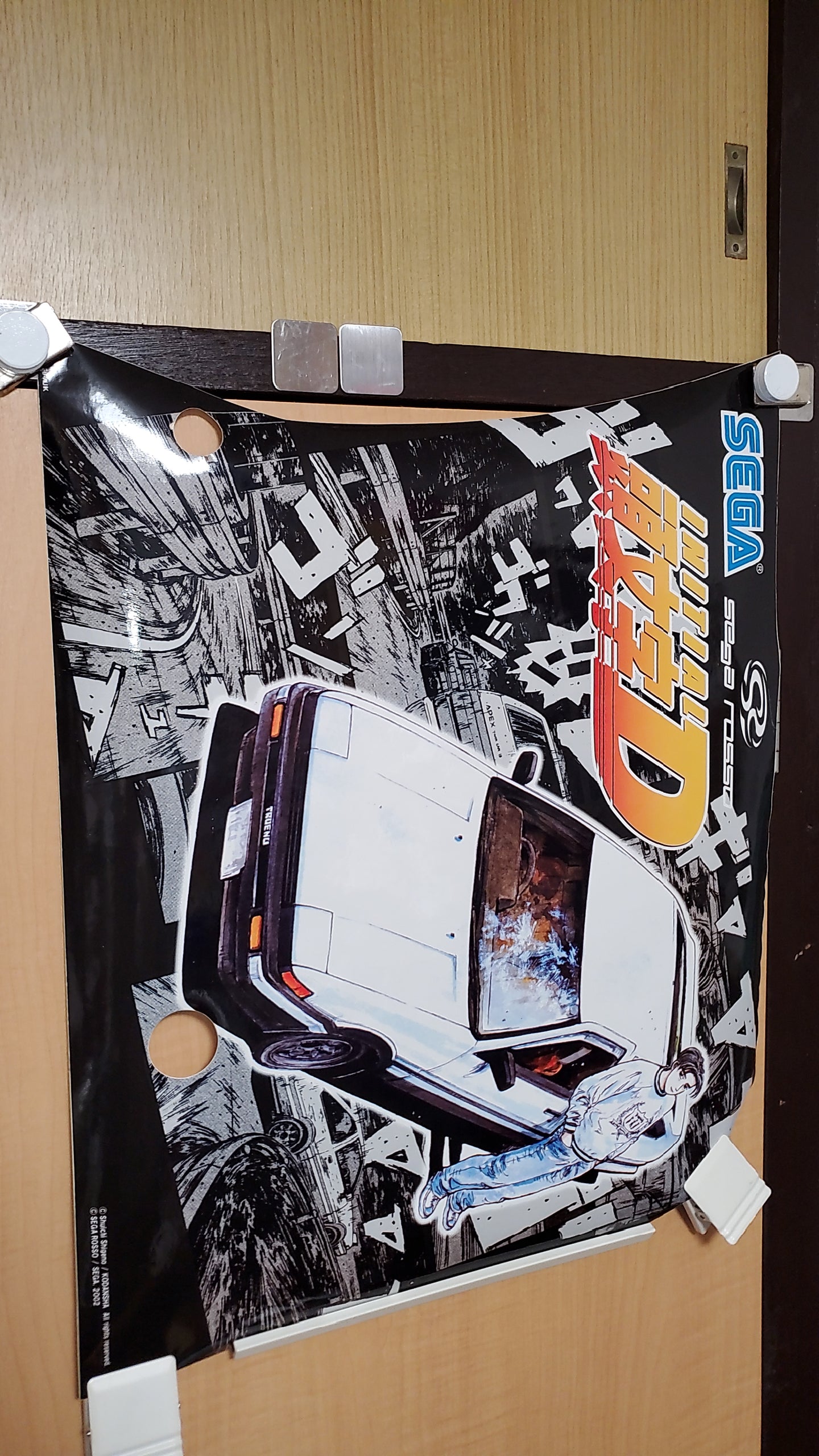set of 2 (left and right sides) INITIAL D  cabinet side stickers old stock  - poster / scrool  /  tapestry  japan.